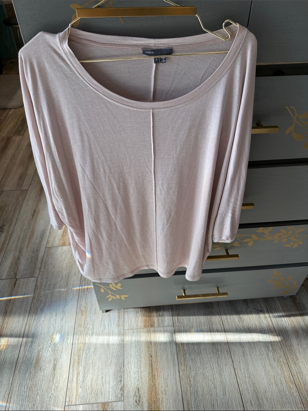 Vince Blush Pink Long Sleeve Scoop Neck Top